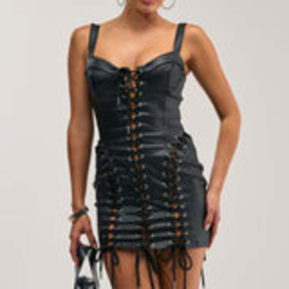 AKIRA INTO THE NIGHT PU MINI DRESS Size SS